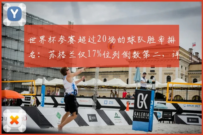 世界杯参赛超过20场的球队胜率排名：苏格兰仅17%位列倒数第二，详细数据解析